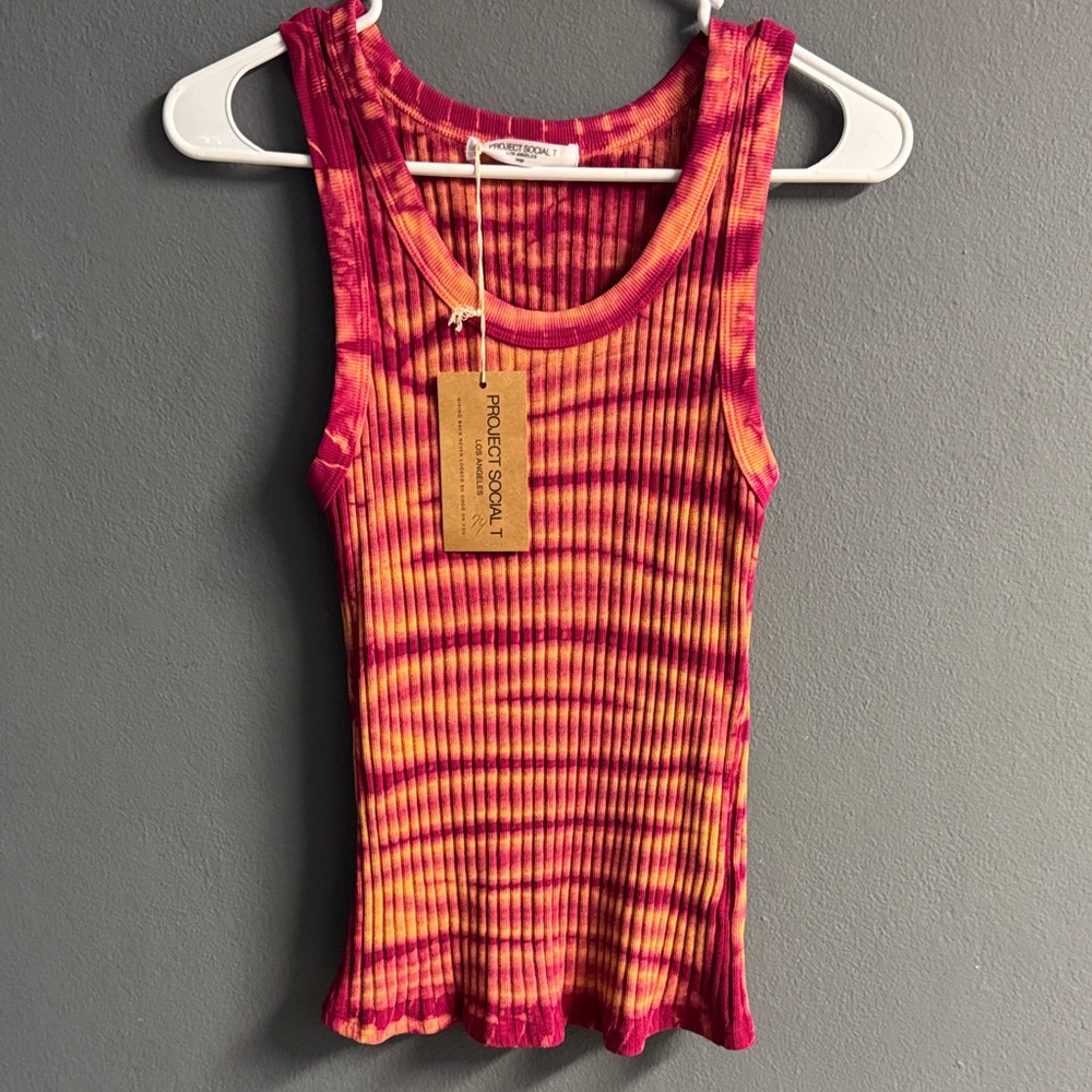 Project Social T Vibrant Pink and Orange Tank Top